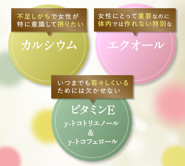 カルシウム、エクオール、ビタミンE